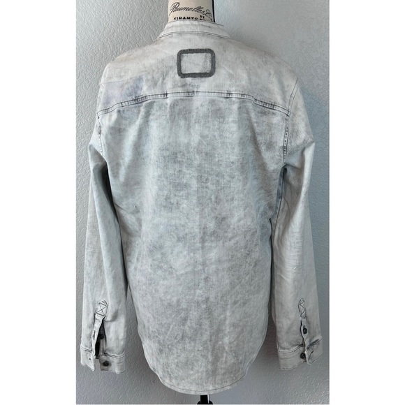 Tigha Denim Grandad Stand Up Collar Shirt, size Large - Picture 3 of 8